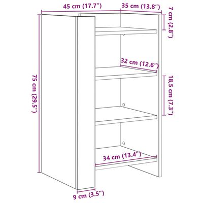 vidaXL Buffet chêne sonoma 45x35x75 cm bois d'ingénierie