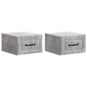 vidaXL Cabinet de chevet mural 2 pcs Gris b&eacute;ton 34,5 x 33 x 20 cm
