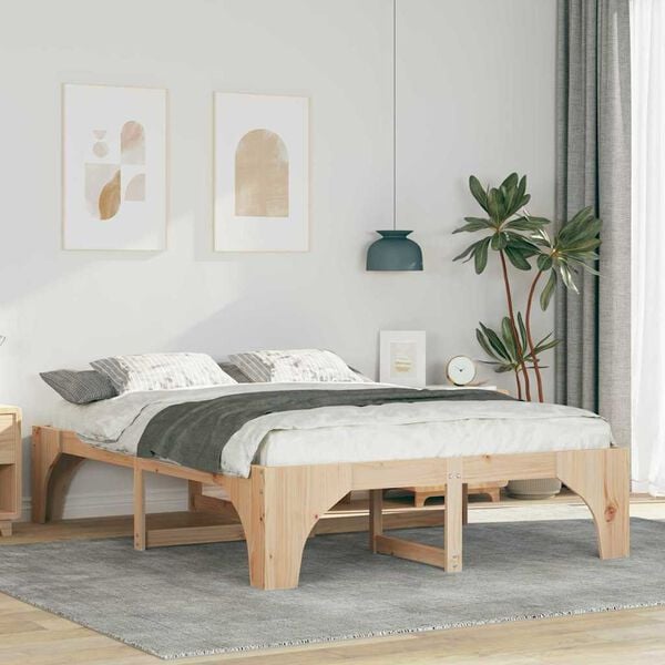 vidaXL Cadre de lit Marron 140 x 200 cm Pin massif