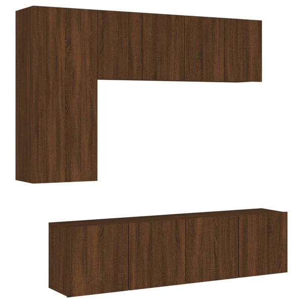 vidaXL Unit&eacute;s murales TV 5 pcs ch&ecirc;ne marron bois d'ing&eacute;nierie