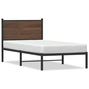 vidaXL Cadre de lit en m&eacute;tal sans matelas ch&ecirc;ne marron 80x200 cm