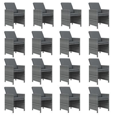 vidaXL Ensemble à manger de jardin coussins 17 pcs Résine tressée Gris