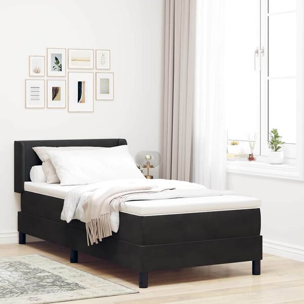vidaXL Lit &agrave; ressorts avec matelas Noir 190 x 90 cm Polyester