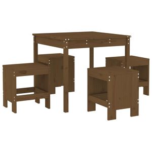 vidaXL Ensemble &agrave; manger de jardin 5pcs marron miel bois pin massif