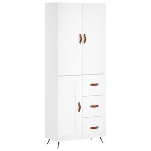 vidaXL Buffet haut Blanc 69,5x34x180 cm Bois d'ing&eacute;nierie