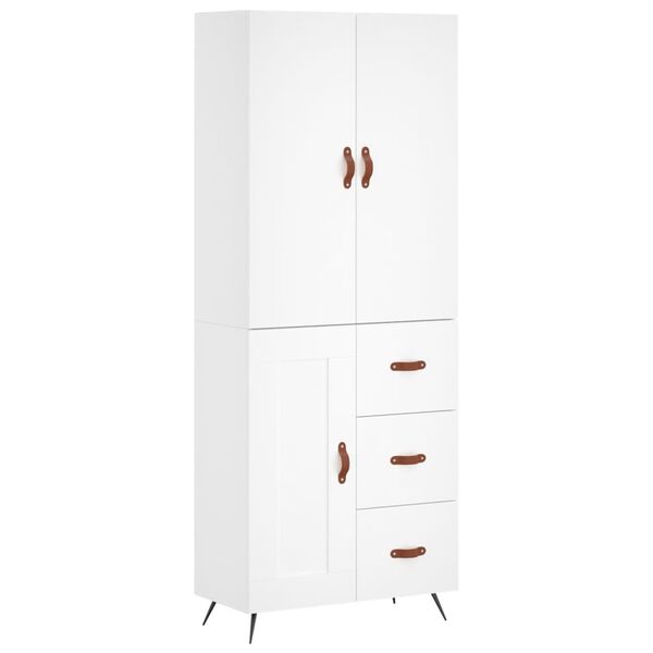 vidaXL Buffet haut Blanc 69,5x34x180 cm Bois d'ing&eacute;nierie