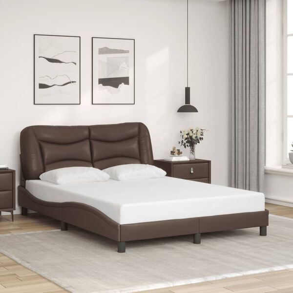 vidaXL Cadre de lit avec LED sans matelas Hvar marron 140x200 cm