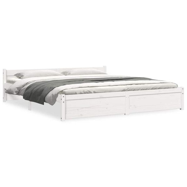 vidaXL Cadre de lit sans matelas blanc bois massif 200x200 cm
