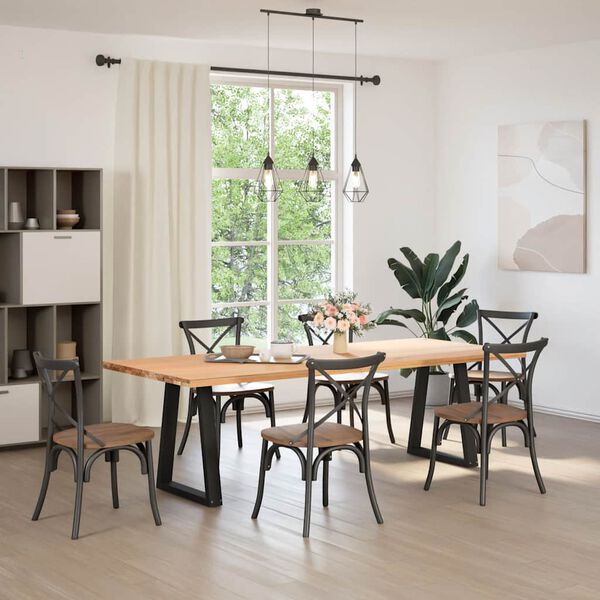 vidaXL Pieds de table à manger en V 2 pièces Noir 60 x (72-73,3) cm Acier