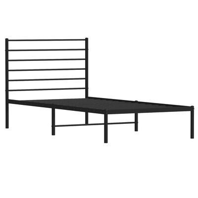 vidaXL Cadre de lit métal sans matelas avec tête de lit noir 90x190 cm