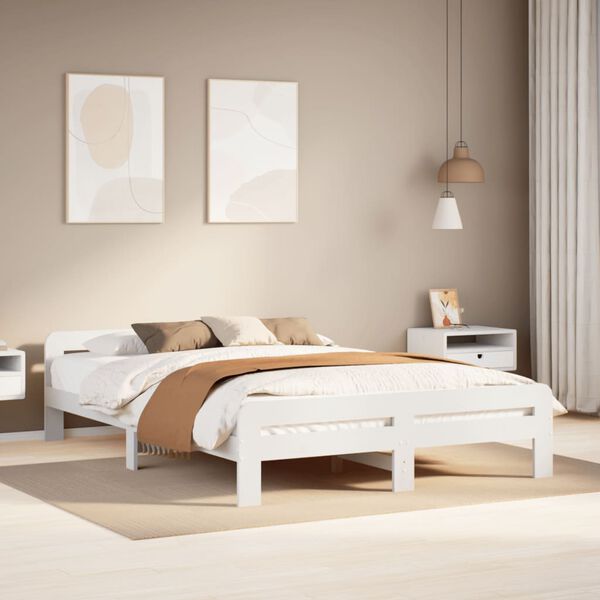 vidaXL Cadre de lit sans matelas blanc 140x200 cm bois de pin massif