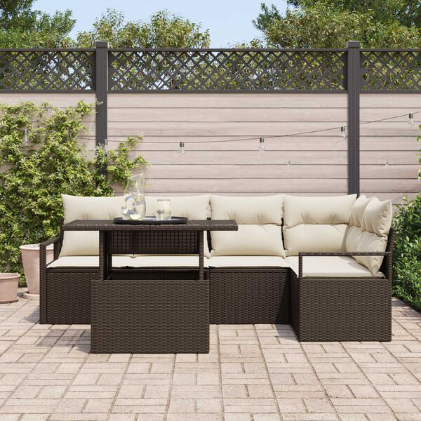 vidaXL Ensemble de canap&eacute; de jardin 6 pcs Marron Poly rotin
