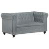 vidaXL Canap&eacute; Chesterfield &agrave; 2 places Gris Cuir v&eacute;ritable