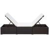 vidaXL Chaises longues lot de 2 avec table R&eacute;sine tress&eacute;e Marron