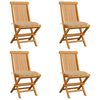 vidaXL Chaises pliantes avec coussins beiges, 4 pi&egrave;ces, en teck massif