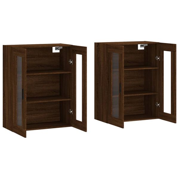 vidaXL Armoires murales 2 pcs ch&ecirc;ne marron bois d'ing&eacute;nierie