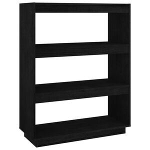vidaXL Biblioth&egrave;que/S&eacute;parateur de pi&egrave;ce Noir 80x35x103 cm Pin massif
