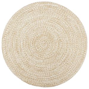 vidaXL Tapis fait &agrave; la main Jute Blanc et marron 210 cm