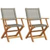 vidaXL Chaises pliantes 2 pi&egrave;ces en bois massif d'acacia gris et polyrotin