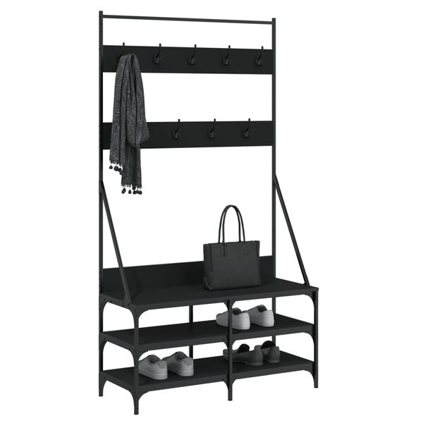 vidaXL Porte-v&ecirc;tements et rangement des chaussures noir 100x40x184 cm