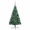 vidaXL Demi-arbre de No&euml;l artificiel pr&eacute;-&eacute;clair&eacute; et boules vert 210 cm