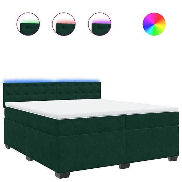 vidaXL Sommier &agrave; lattes de lit et matelas Vert fonc&eacute; 200x200cm Velours