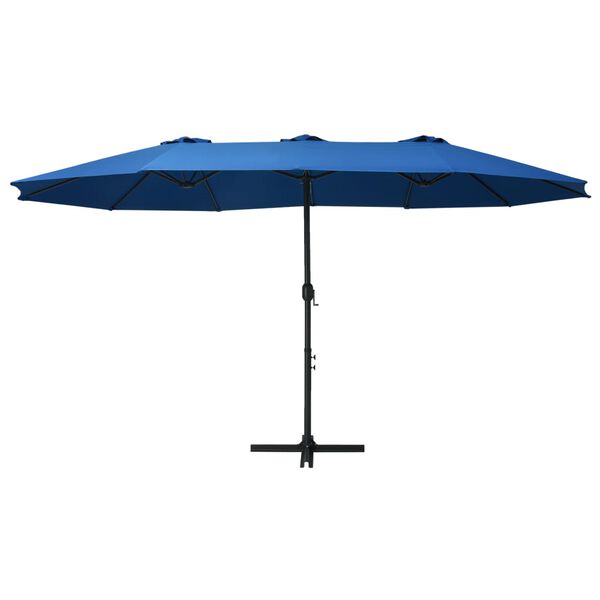 vidaXL Parasol d'ext&eacute;rieur et poteau en aluminium 460x270 cm Bleu