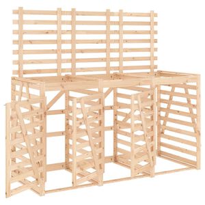 vidaXL Abri pour poubelle triple sur roulettes bois massif de pin