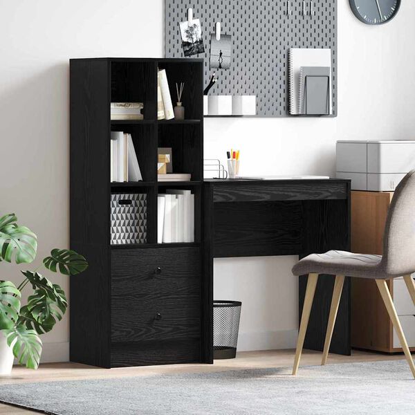 vidaXL Bureau avec tiroir 2 pcs Ch&ecirc;ne noir