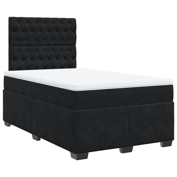 vidaXL Sommier &agrave; lattes de lit avec matelas Noir 120x200 cm Velours