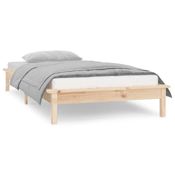 vidaXL Cadre de lit &agrave; LED sans matelas 90x200 cm bois massif