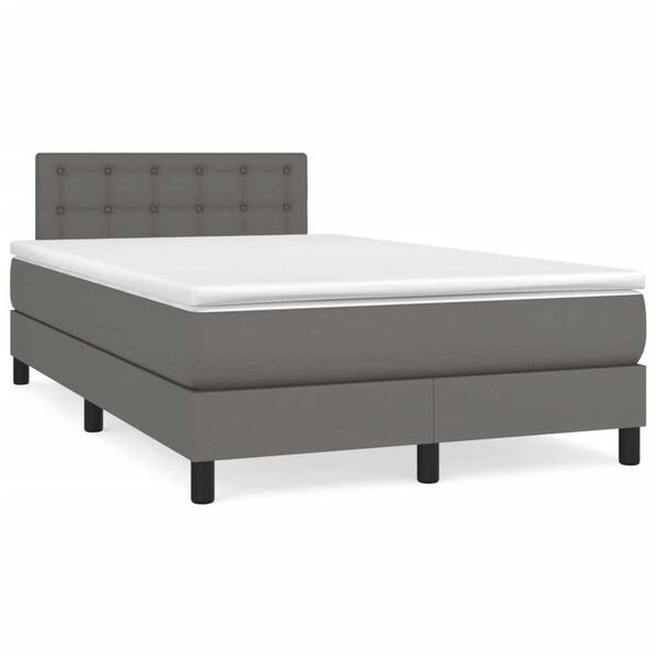 vidaXL Sommier &agrave; lattes de lit avec matelas gris 120x190 cm similicuir