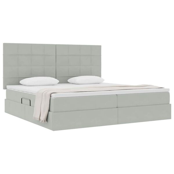 vidaXL Lit avec rangement et matelas Gris clair 200 x 200 cm Velours