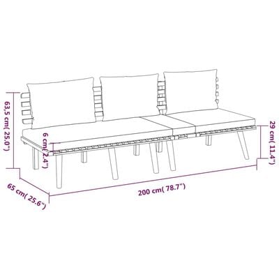 vidaXL Salon de jardin 3 pcs avec coussins Bois d'acacia massif