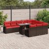 vidaXL Salon de jardin et coussins 11 pcs marron r&eacute;sine tress&eacute;e acacia