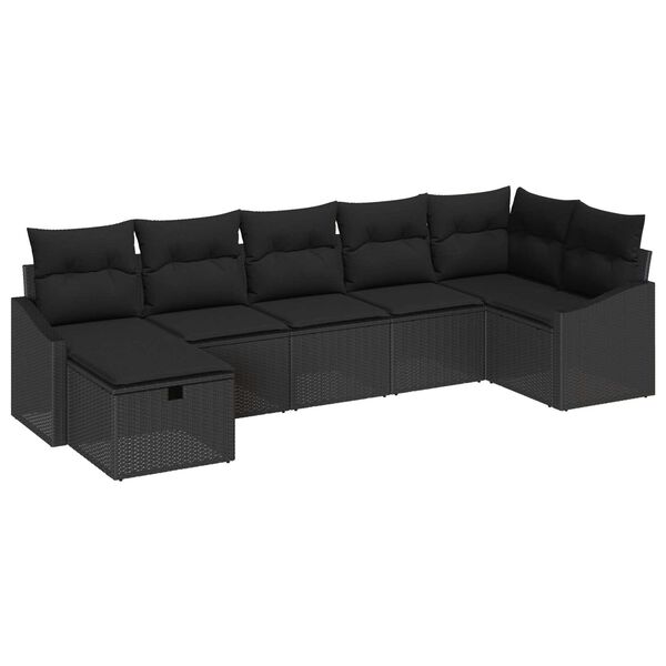 vidaXL Ensemble de Canapés avec coussin avec stockage Noir polyrotin