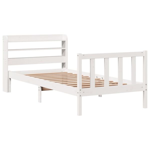 vidaXL Cadre de lit sans matelas blanc 75x190 cm bois de pin massif