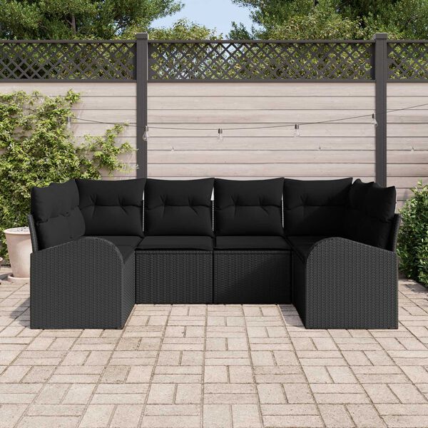 vidaXL Ensemble de canapé de jardin 6 pcs Noir Poly Rattan