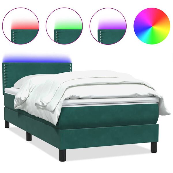 vidaXL Sommier &agrave; lattes de lit et matelas vert fonc&eacute; 80x210 cm velours