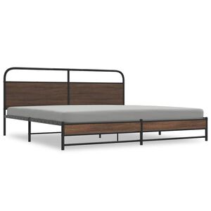 vidaXL Cadre de lit en m&eacute;tal sans matelas ch&ecirc;ne marron 183x213 cm
