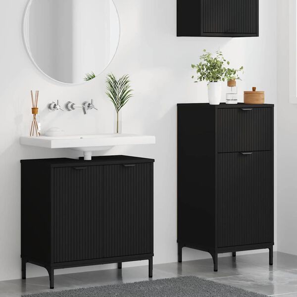 vidaXL Ensemble de mobilier de salle de bain avec tiroir 2 pcs Noir