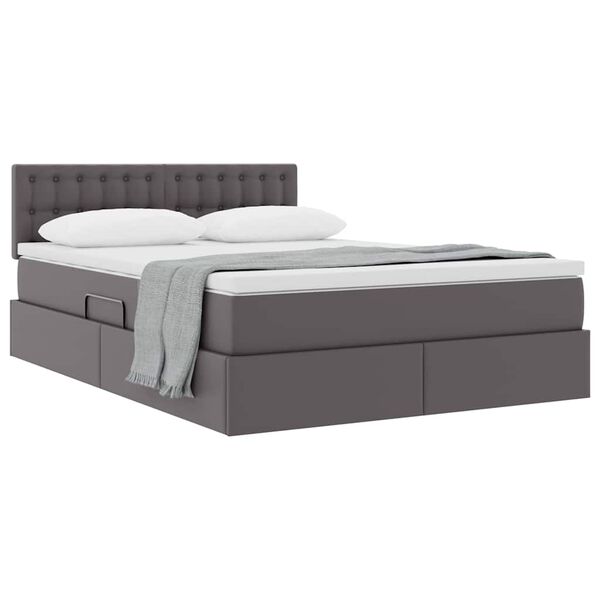 vidaXL Lit avec rangement et matelas Gris 140 x 200 cm Simili cuir