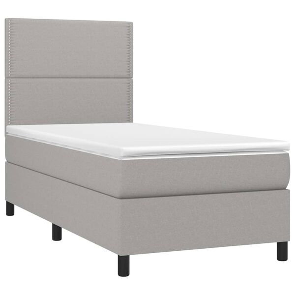 vidaXL Sommier &agrave; lattes de lit avec matelas Gris clair 100x200cm Tissu