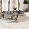 vidaXL Salon de jardin avec coussins 9 pcs beige r&eacute;sine tress&eacute;e