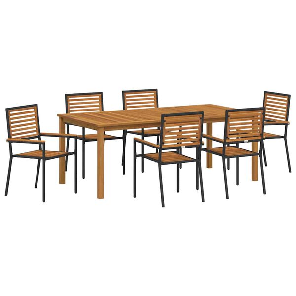 vidaXL Ensemble de salle &agrave; manger pour jardin 7 pcs Noir