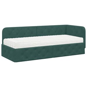 vidaXL Cadre de lit d'angle Vert fonc&eacute; 80 x 200 cm Velours