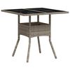 vidaXL Table de jardin avec dessus en verre gris clair résine tressée