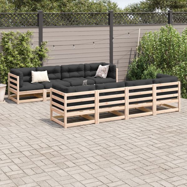 vidaXL Salon de jardin 9 pcs bois de pin massif