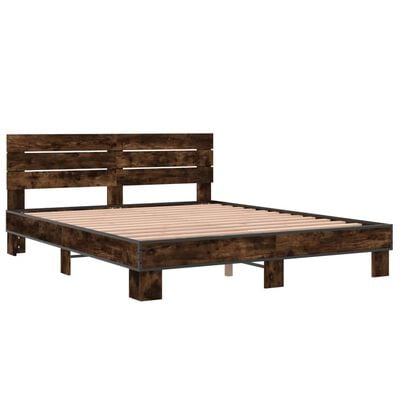 vidaXL Cadre de lit sans matelas chêne fumé 150x200 cm