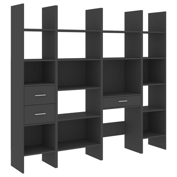 vidaXL Ensemble de biblioth&egrave;que 4 pcs Gris Bois d'ing&eacute;nierie